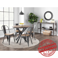 Lumisource DT-XPEDSTL GYBN X Pedestal Industrial Dinette Table with Grey Metal and Medium Brown Bamboo